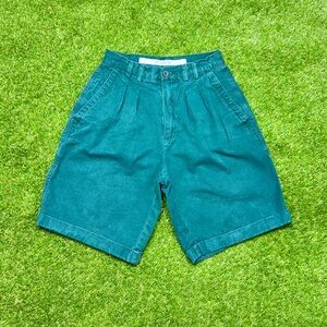 Vintage 90s Nuovo Jeanswear Chino Pleated Khaki Shorts Men’s Size 29 Dark Green